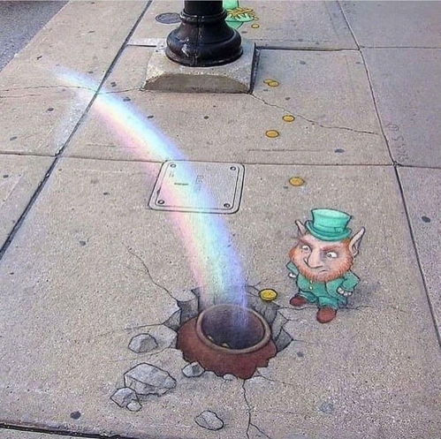 街头马路牙子上的粉笔画有多可爱