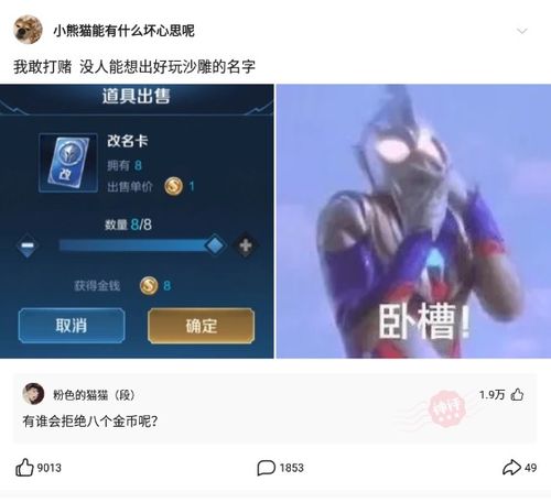 神回复我敢打赌没人能想出好玩沙雕的名字