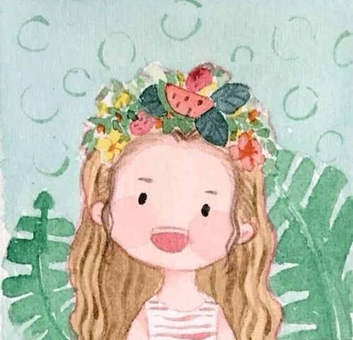 水彩插画可可爱爱女孩子适合新手