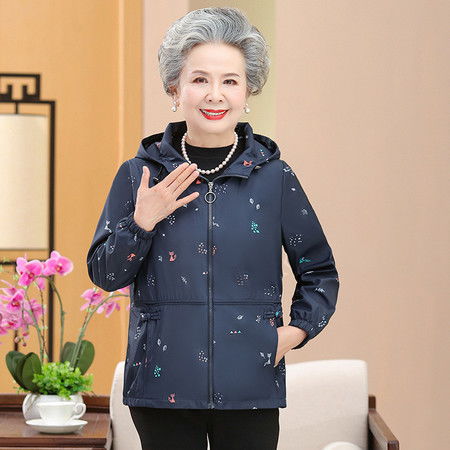 洋湖轩榭老年人秋装女薄款外套60岁妈妈春秋季上衣服装奶奶装太太夹克风衣