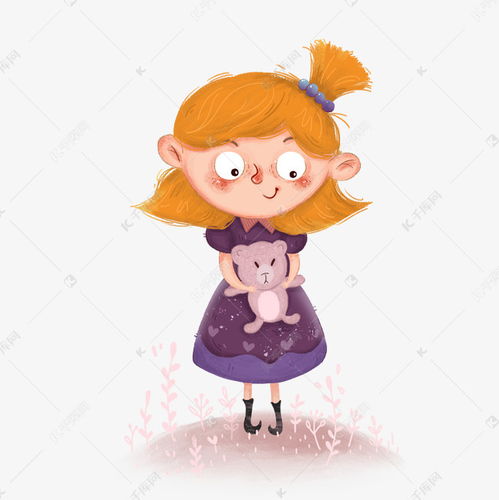 抱娃娃的女孩小清新少女插画素材图片免费下载千库网