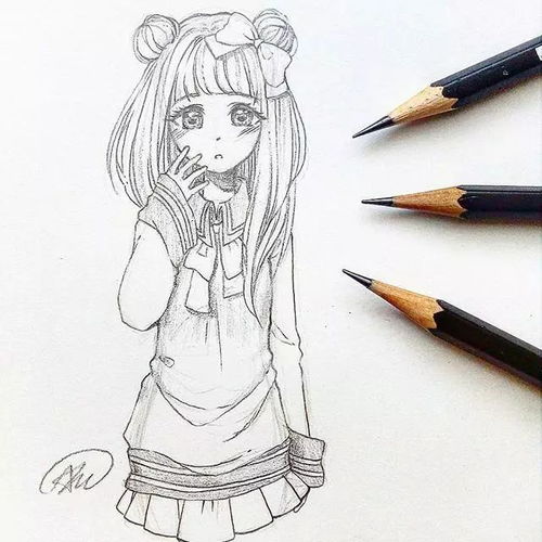 简单女生动漫线稿图,适合新手临摹