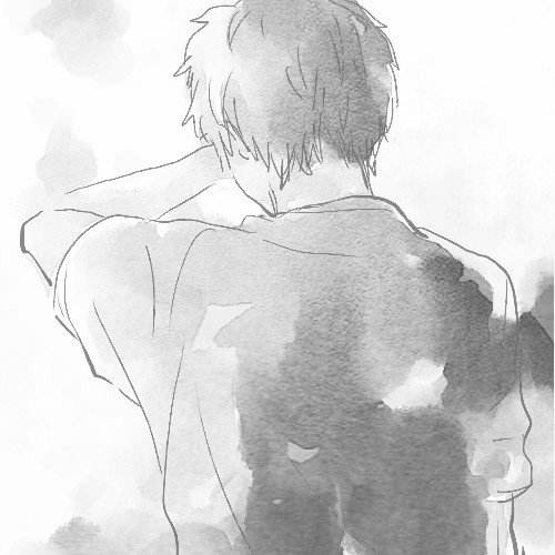 男士素描卡通背影头像
