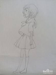 短发水手服动漫少女手绘线稿教程
