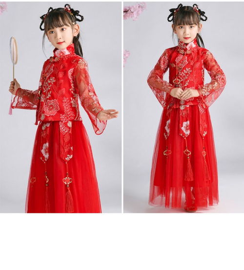 汉服女童超仙中国风儿童古装喜庆拜年服秋冬加厚宝宝唐装公主襦裙