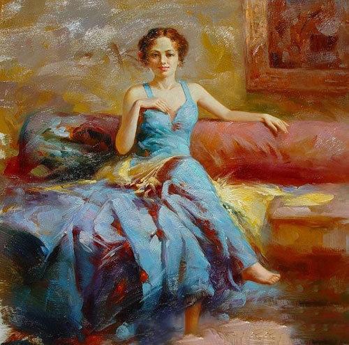 古典人体油画,楚楚动人的画中女郎