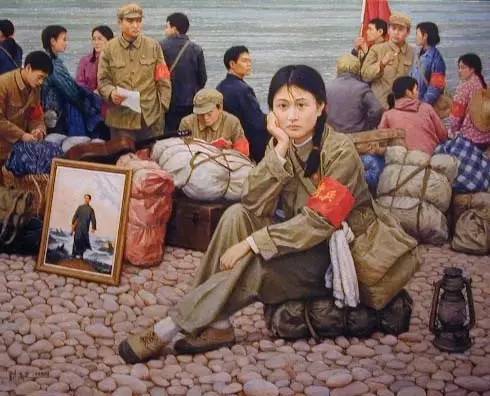 油画中最美女知青