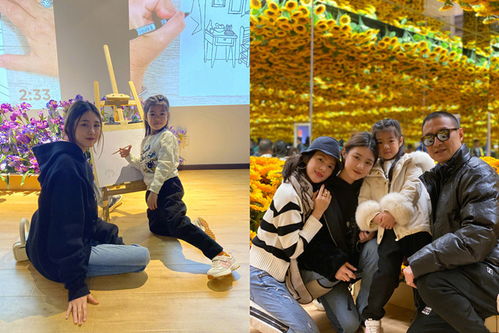 章子怡家庭团建照,穿开衫牛仔裤不再少女,15岁小苹果正脸美过她