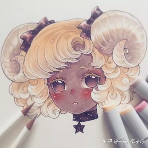 插画风格的马克笔手绘美女头像,真的美哭了