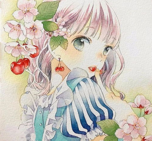 二次元少女水彩插画我爱了马上去画必须来收啊清新氧气系神仙临摹模板