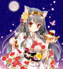 花季少女二次元和风美图,打扮华丽的长发少女,动感迷人讨人喜
