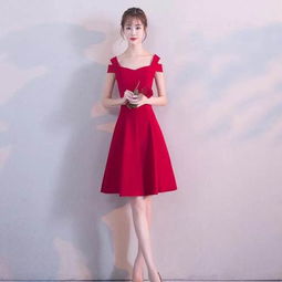 敬酒服回门连衣裙露肩小性感淑女收腰显瘦短款仙女红色新款