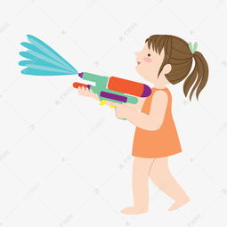 玩水的卡通小女孩免扣素材图片免费下载千库网
