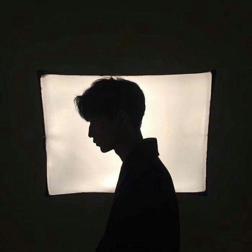 男生拿花头像背影黑白
