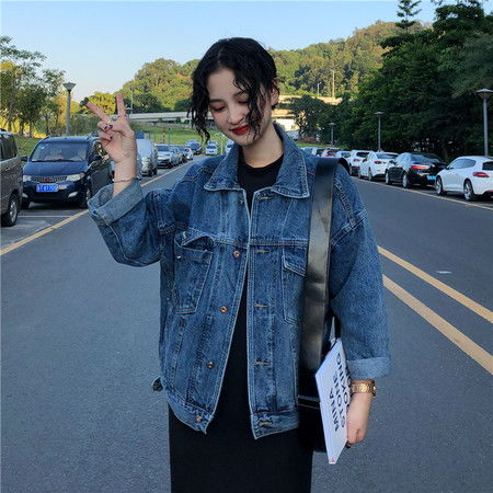 ins2019春秋新款宽松短款bf风牛仔褂外套女韩版牛仔服上衣百搭潮