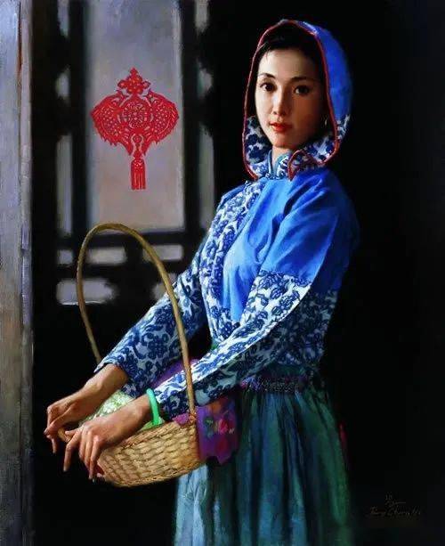 油画头像女生中国古典