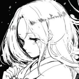 动漫二次元手绘黑白少女qwq