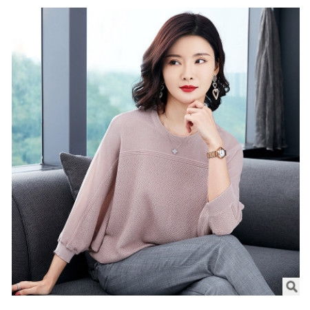 春夏天宽松七分袖上衣服冰丝针织t恤衫新款韩版t恤女洪合图片大全邮乐官方网站