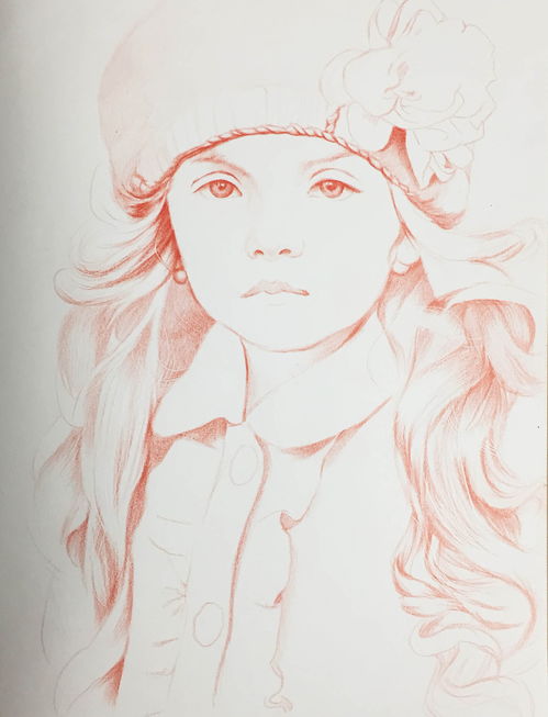 彩铅单色素描头像