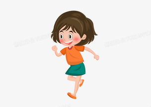 儿童节之手绘卡通跑步的短发小女孩png图片素材免费下载psd格式熊猫办公