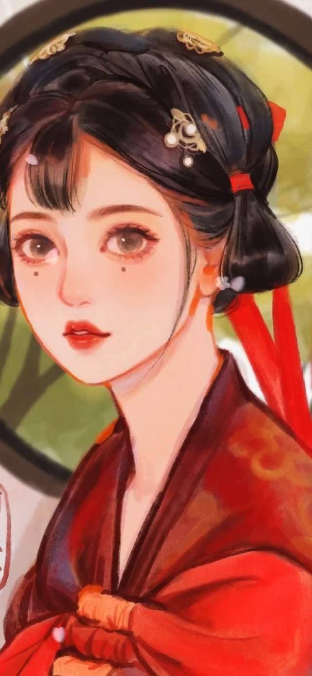 绝美仙气女生头像插画壁纸,闪闪发光,太美了