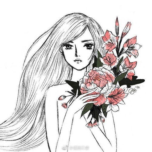 长发美女插画作品素材资料