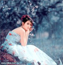 photoshop调出外景美女图片甜美的古典暗青色