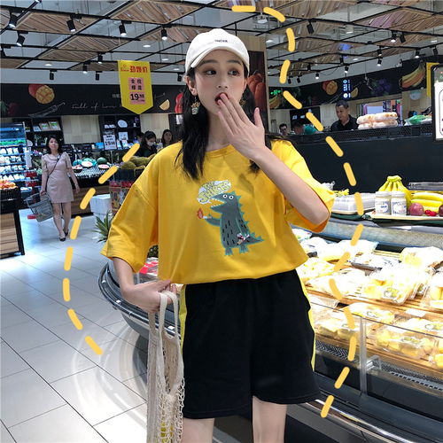 韩版新款宽松bf港风慵懒风少女上衣简约ulzzang学生ins潮短袖amm福卡商城