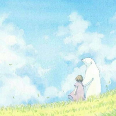 安奈治愈系插画女孩和北极熊卡通动漫头像我要个性网