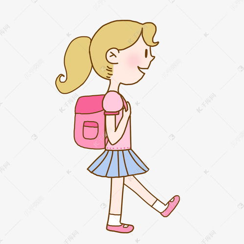 卡通可爱手绘上学小女孩元素下载素材图片免费下载千库网