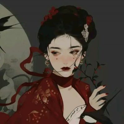 动漫女生手绘偏古风头像