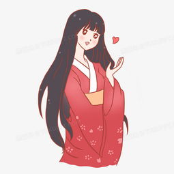 少女和服爱心手绘卡通元素png图片素材免费下载psd格式熊猫办公