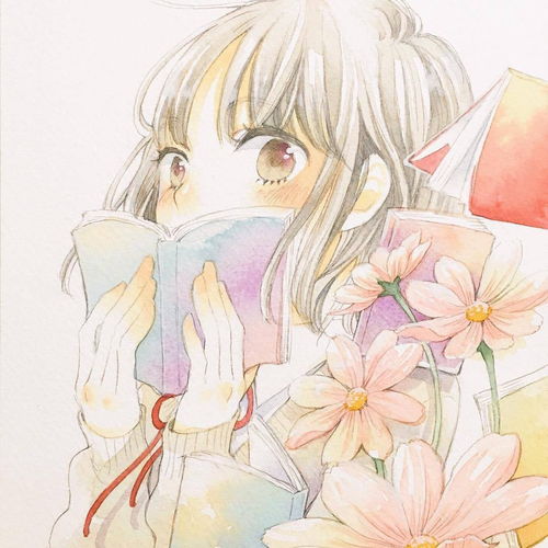 温婉美丽的和风少女水彩插画,各种造型无不俏美可人,生动多姿