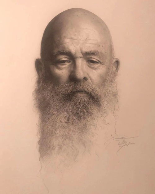 大胡子老人素描欣赏