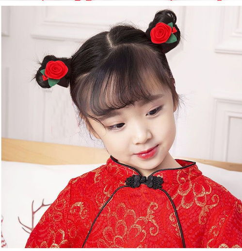 儿童新年发夹中国风发卡古风女童装发饰唐装汉服毛球流苏宝宝头饰