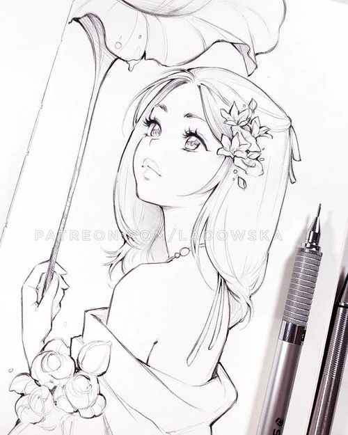 绘画素材ins超人气大佬线稿,教你画出细腻二次元动漫少女