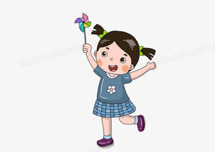 卡通女孩拿着风车元素png图片素材免费下载psd格式50173543像素熊猫办公