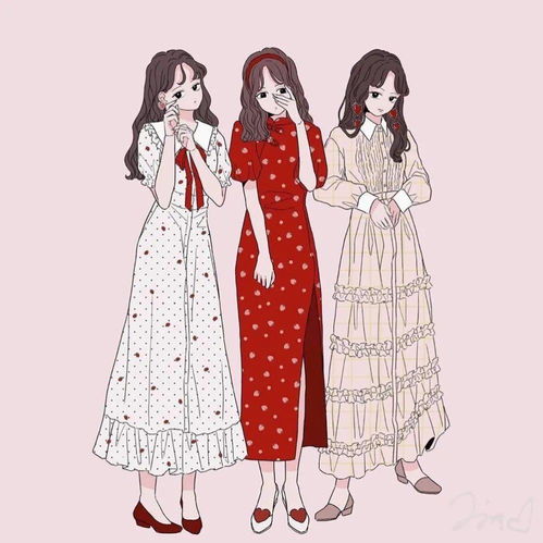 闺蜜日常穿搭配,动漫女孩全身照,