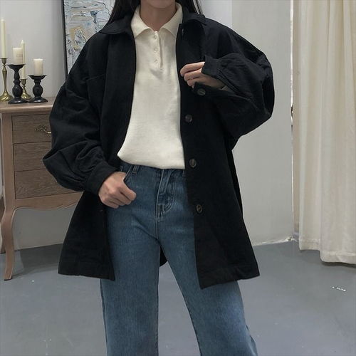 工装外套女韩版原宿风开春春夏工装外套女韩版原宿风中长运动大