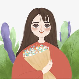 春天拿着花束的女孩图片素材其他格式下载动漫人物大全