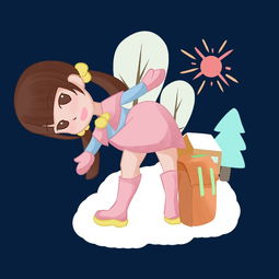 卡通手绘少女室外运动插画图片素材其他格式下载动漫人物大全