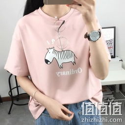 妩媚女士韩版大码卡通印花圆领短袖t恤天猫价格9.9