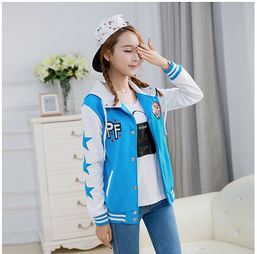 实拍2016少女开衫连帽卫衣女春秋绣花棒球服学生外套