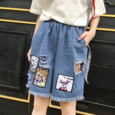 五分裤女bf风阔腿