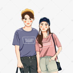 手绘卡通帅哥美女情侣素材图片免费下载千库网