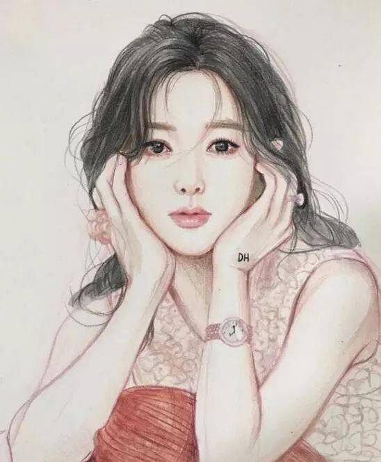 超赞的彩铅手绘美女,彩铅手绘图片唯美人物头像