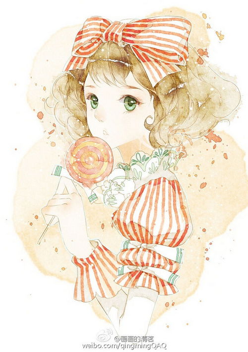 生日贺图清茗插画,水彩,少女,小清新...