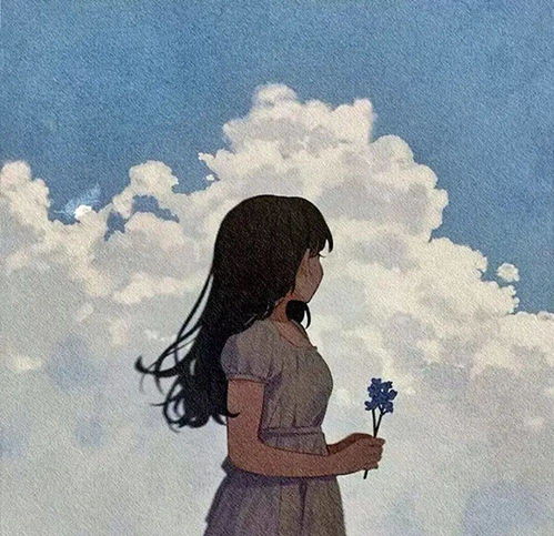 动漫女头蓝色系手绘女生头像壁纸