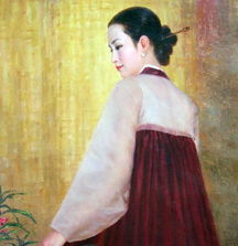 清纯秀丽油画中的朝鲜清新美女