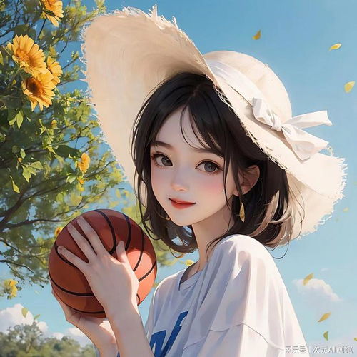 ai绘画丨开心甜美少女在篮球场打球丨含关键词